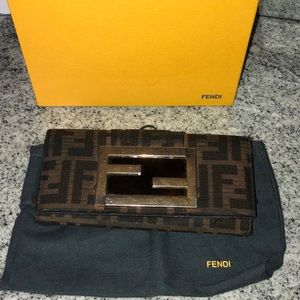 Fendi zucca long wallet used